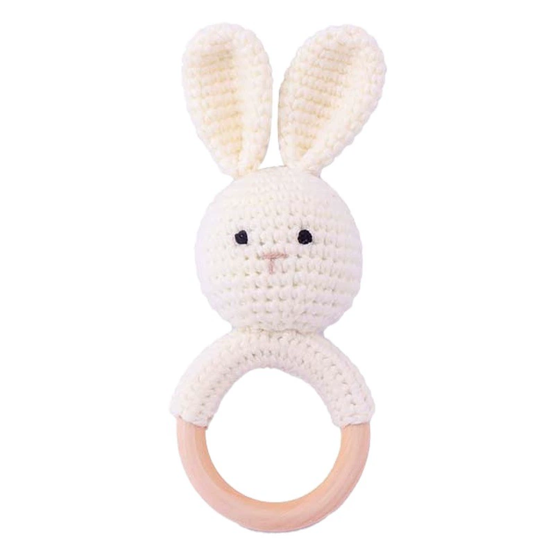 Детская ручная тканая цепочка для соски с куклой-Кроликом, удобная застежка, мультяшная погремушка, игрушка для новорожденных, подарочная коробка