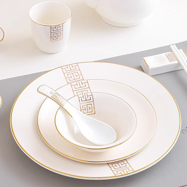 Phnom Penh Ceramic Bone Dish Winged Bowl suit Hotel Tableware Club Box Hotel Restaurant Hotel Four or Seven Pieces Set