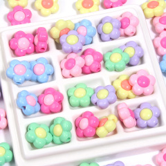 アクリルライトカラー 2 色の花漫画の花ストレートホールビーズ diy 梅の花ブレスレットルースビーズジュエリーアクセサリー