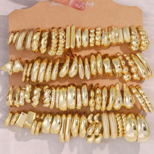 N 87430 Geometric C gold earrings set ���� C �ζƽ������