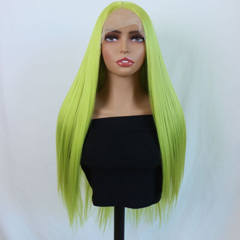 0445 fruit green chemical fiber front lace wig 13 × 4 long straight hair full head headgear factory in stock 0445 fruit green chemical fiber front lace wig 13 × 4 long straight hair full head headgear factory in stock
