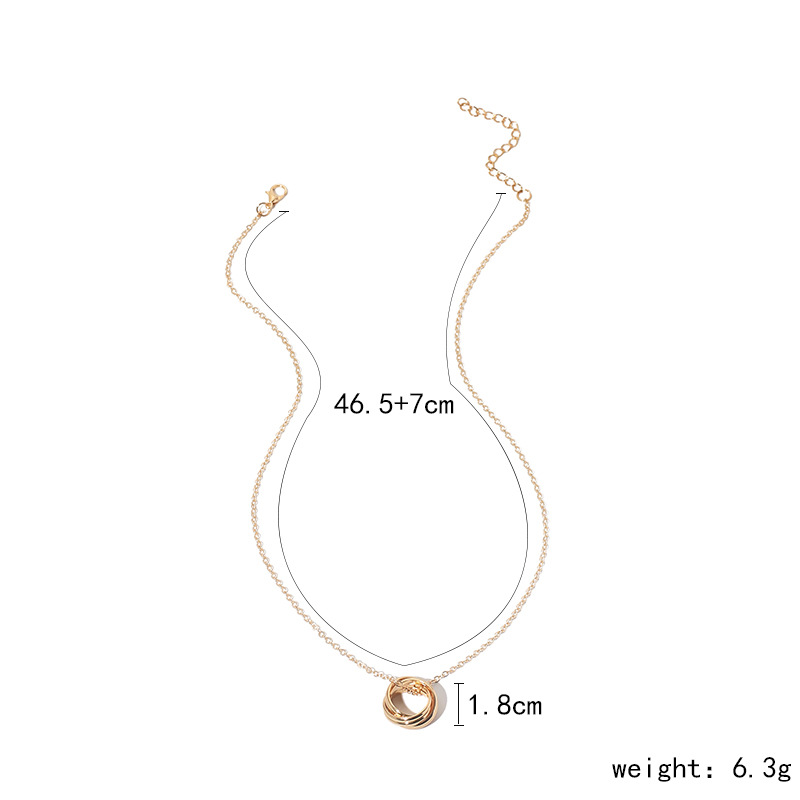 7g Weight Necklace Classification Wedding, Travel Occasion Women'S Gender Gold, Silver Color Hip-hop Geometric Ring Pendent Necklace 2