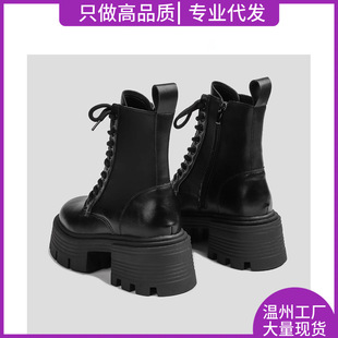 Thick-Soled Boots for Women 2025 New Spring Versatile Heightening Breathable and Comfortable Retro Popular Short Boots