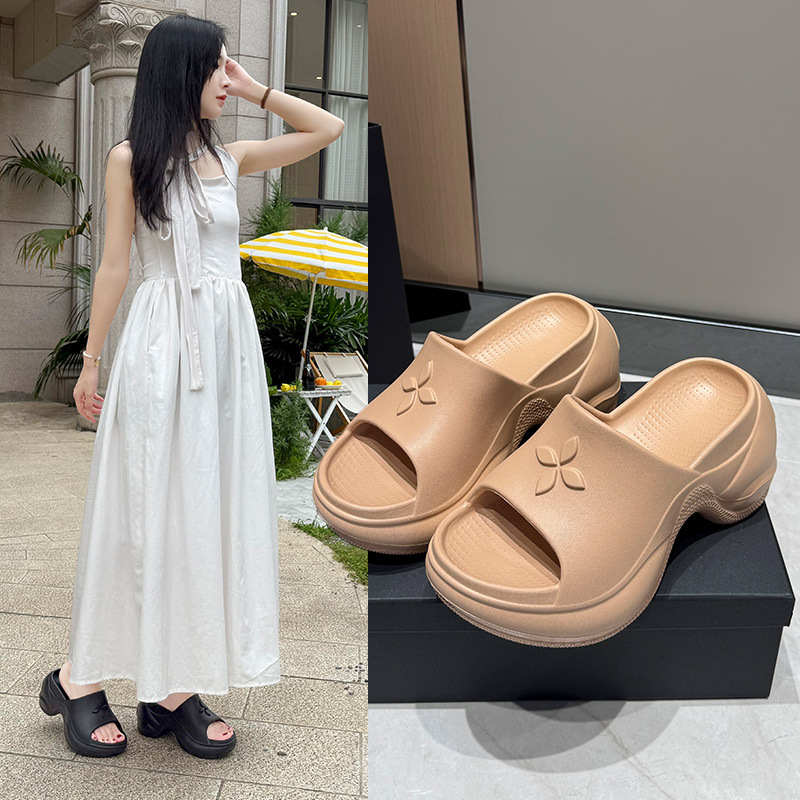 Cross-Pattern Thick-Soled Eva Slippers for Women, Summer Outdoor Wear, 2026 Anti-Odor Height-Increasing Shoes, Casual Versatile Fashion 7cm Women's Shoes