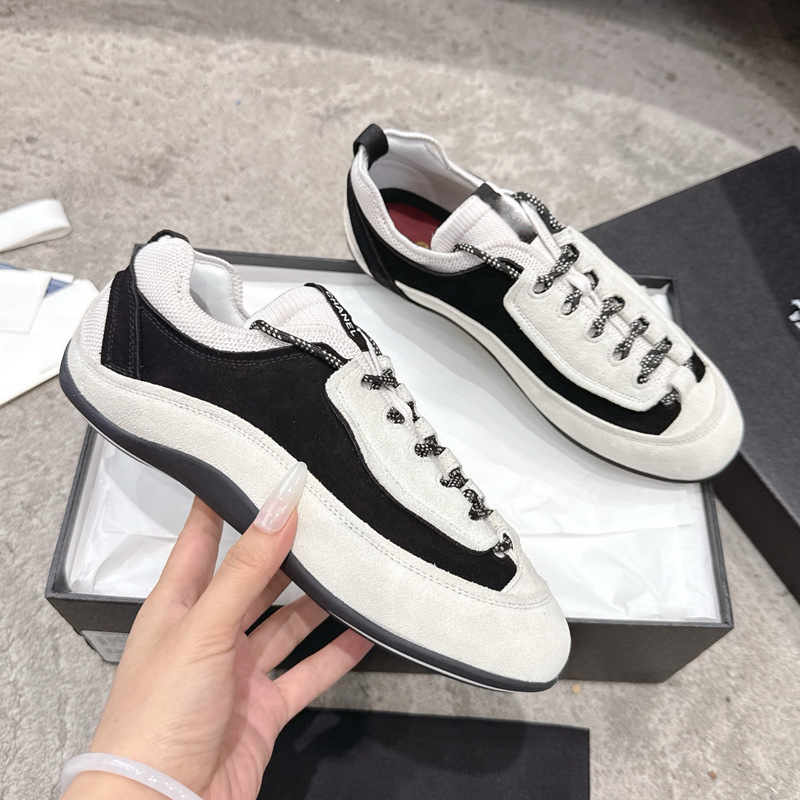 Authentic 26A Chanel-Style Genuine Leather Thick-Soled Height-Increasing Flat Casual Sneakers for Women Outdoor German Training Shoes Dad Shoes for Women Authentic 26A Chanel-Style Genuine Leather Thick-Soled Height-Increasing Flat Casual Sneakers for Women Outdoor German Training Shoes Dad Shoes for Women