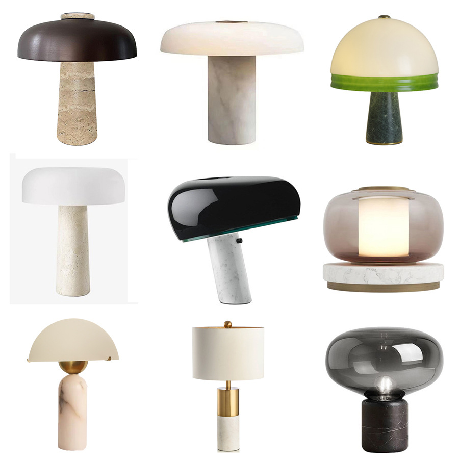 Lámpara de mesa para dormitorio, diseño nórdico moderno y sencillo, lámpara de noche decorativa de mármol para dormitorio de hotel y casa de huéspedes de alta gama