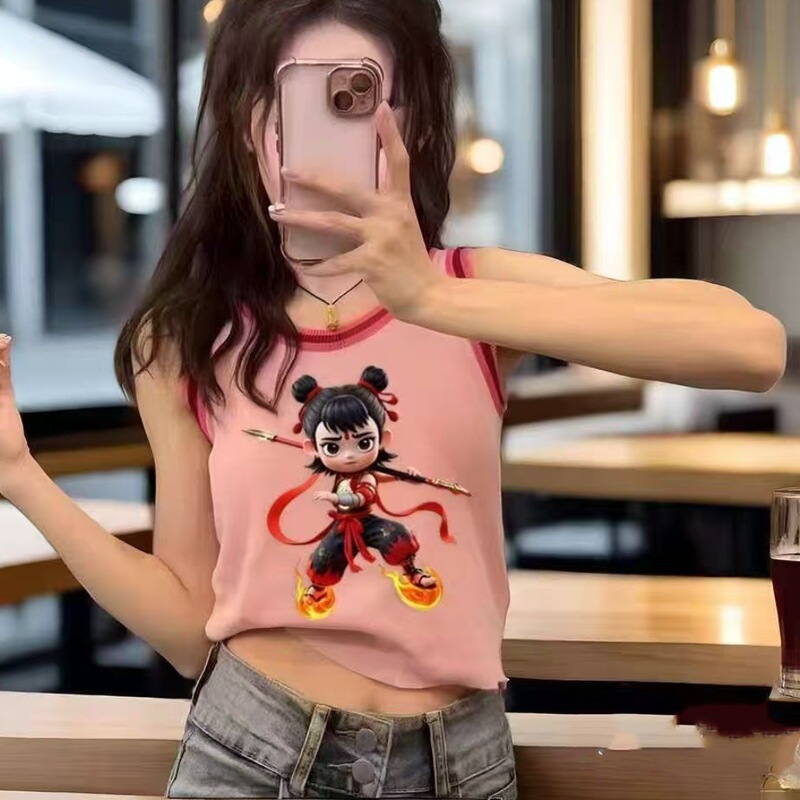 Summer New Style Nazha Small Vest Strapless Women's Sleeveless Waistcoat Base Vest Women's Sweet Cool Color-matching Printed Top Summer New Style Nazha Small Vest Strapless Women's Sleeveless Waistcoat Base Vest Women's Sweet Cool Color-matching Printed Top