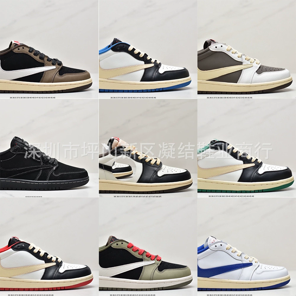 Оптовые баскетбольные кроссовки AJ1 Low-Top Swoosh Lightning темно-коричневого цвета, коллаборация TS, унисекс, от компании Putian.