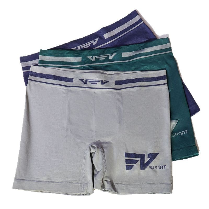Calzoncillos bóxer deportivos para hombre, de cintura media, sin costuras, de poliéster elástico, transpirable, con sensación de desnudez, de color sólido, de pierna larga.