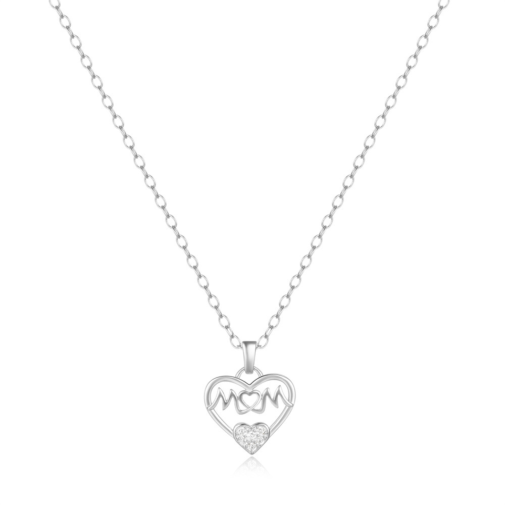 Women's Gender Plating Design 925 Sterling Silver Zircon Plating Letter Heart Shape Pendant Necklace