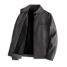 2025新品上衣皮夹克男士PU皮衣秋冬韩版潮流立领机车服工装夹克