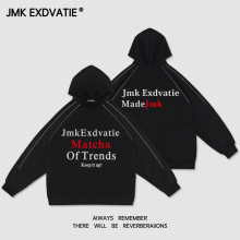 JMK EXDVATIE美式复古潮牌街头字母印花宽松男女同款休闲连帽卫衣