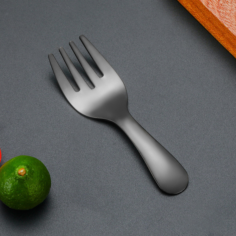 Creativo 304 cuchara de bebé de acero inoxidable mango corto tenedor cuchara traje de postre dorado cuchara tenedor helado cuchara niños vajilla