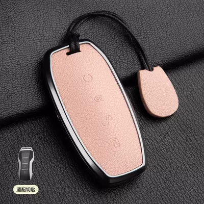 Car key bag, Byd Key Cover Song Pro - 1-sakura-pink-b-style-hand-rope-french-goat-leather