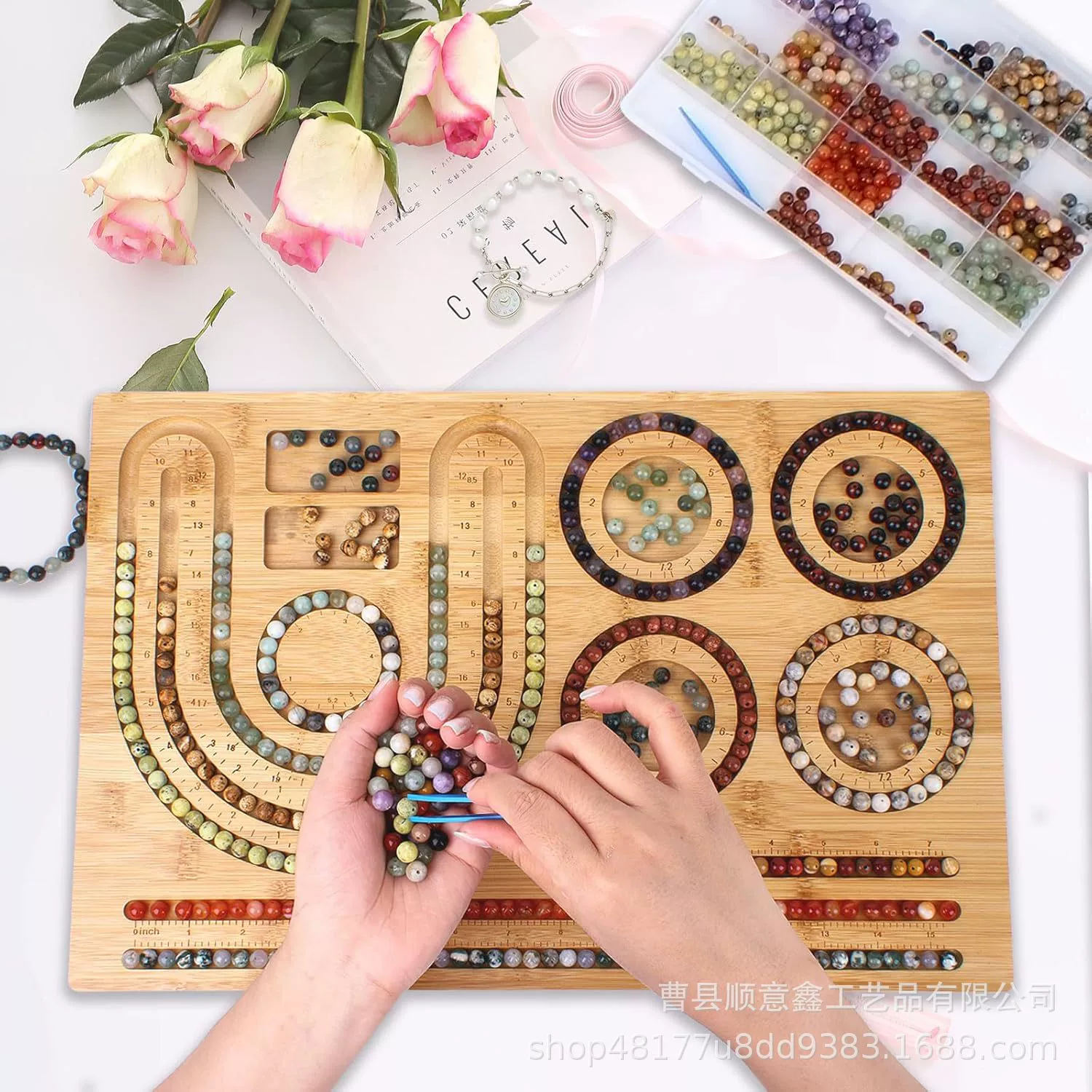 Творческий деревянный бисер доска может diy дизайн бисер шнур дисплей деревянный поддон браслет ожерелье ювелирные изделия изготовление поднос