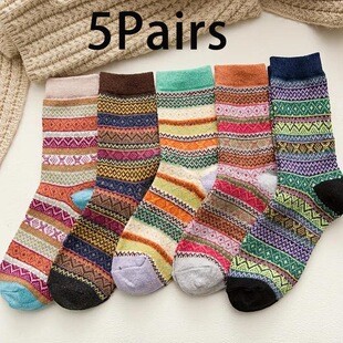 Z 89056 Wool Knit Socks Ethnic Style �����Lë���m �羳
