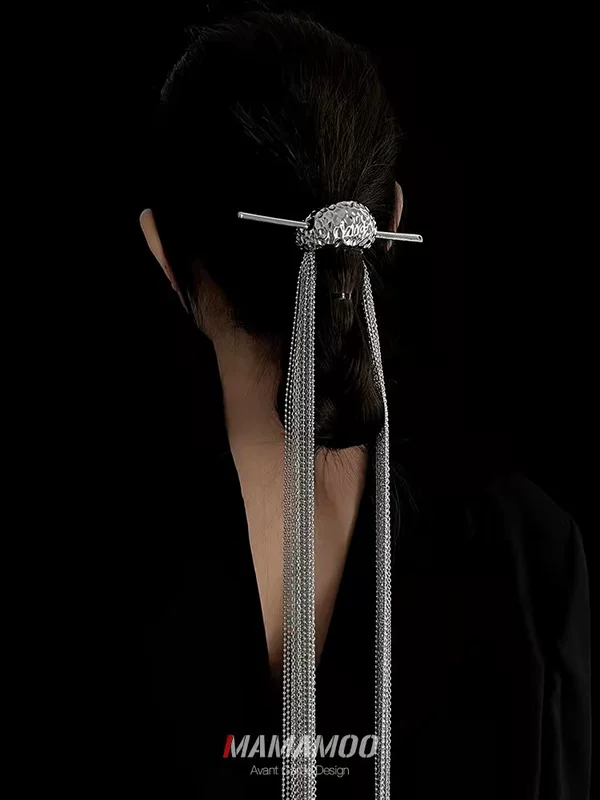 Small design hair accessory with tassels, ponytail, European style, 2022 collection