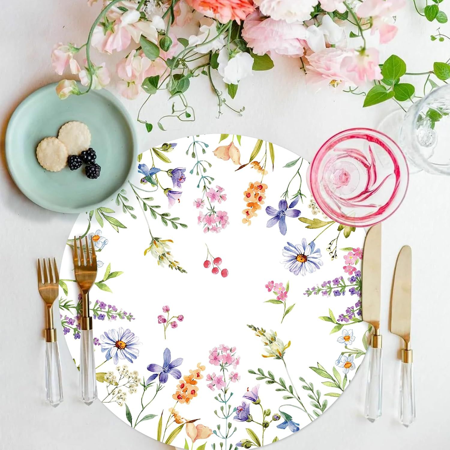 Cross-Border Amazon Spring Flower Paper Placemats, Suitable for Spring Birthday Bridal Wedding Party Supplies