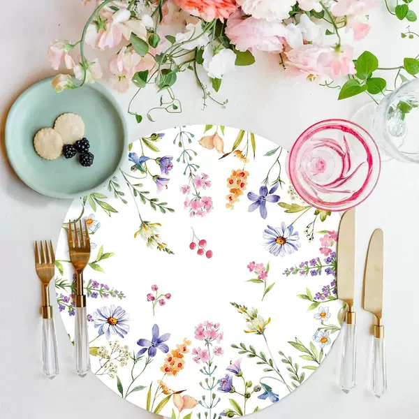 Cross-Border Amazon Spring Flower Paper Placemats, Suitable for Spring Birthday Bridal Wedding Party Supplies