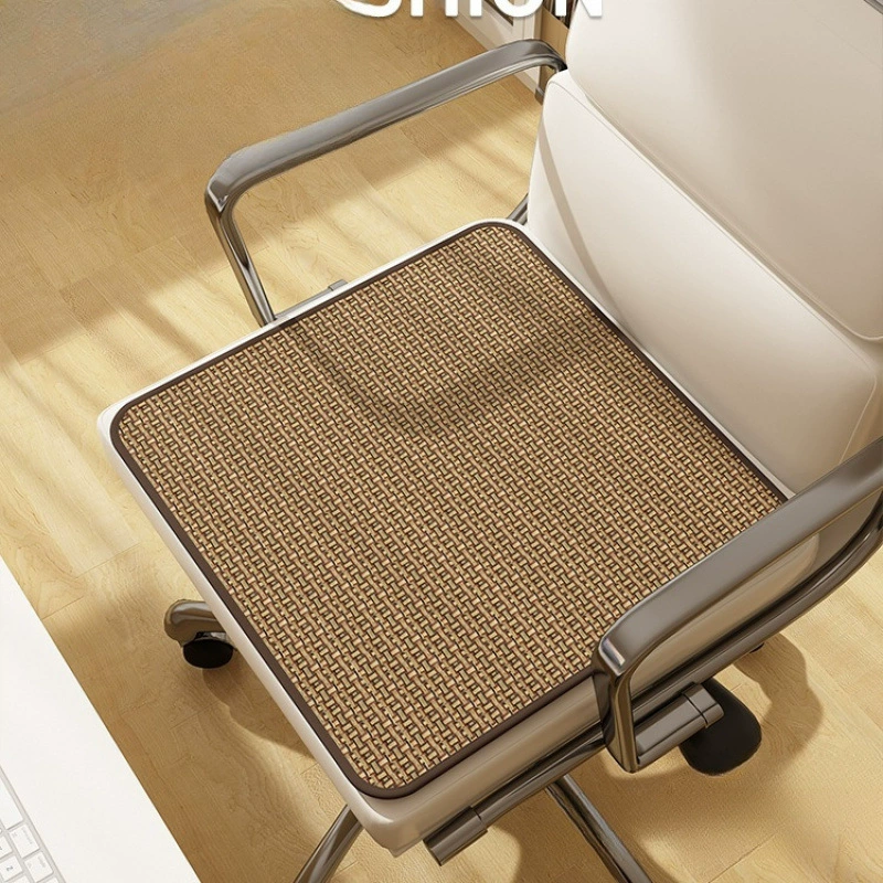 Летний дышащий охлаждающий коврик из ледяного шелка, подушка для стула из бамбукового волокна, офисное кресло для длительного сидения, компьютерное кресло, подушка для сиденья из ротанга.