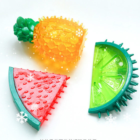 Pet Dog Summer Fruit Water Injection Frozen Toy Cooling Thirst Quenching Squeer Artifact Sound Dental Cleansing Dog Bite Toy