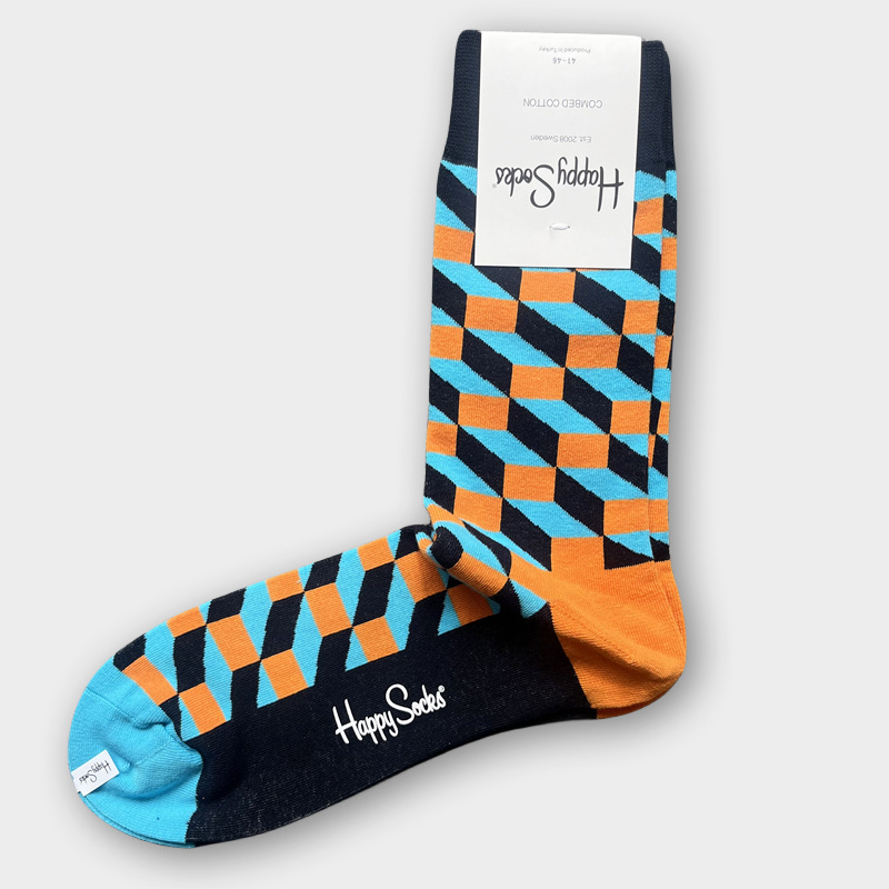 ハッピーソックス メンズソックス ミドル丈 コーマ綿 吸汗消臭 通気性 スウェーデン製 おしゃれ カラフル 薄手