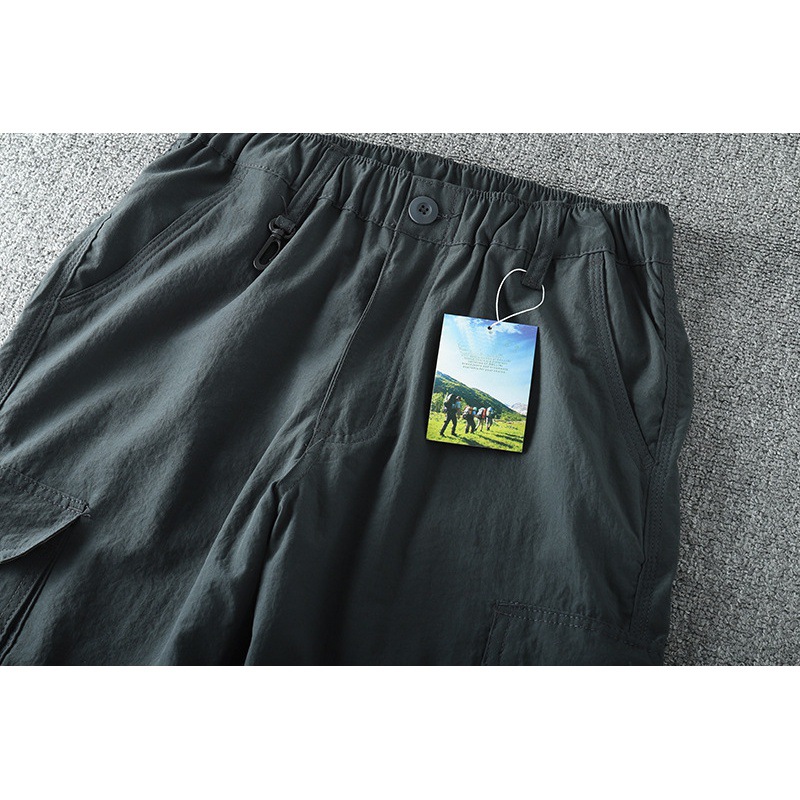 ¡Ponte dos pantalones! Primavera y otoño de los hombres al aire libre delgada ropa de trabajo suelta pantalones casuales cintura elástica multi-Bolsillo Pantalones rectos