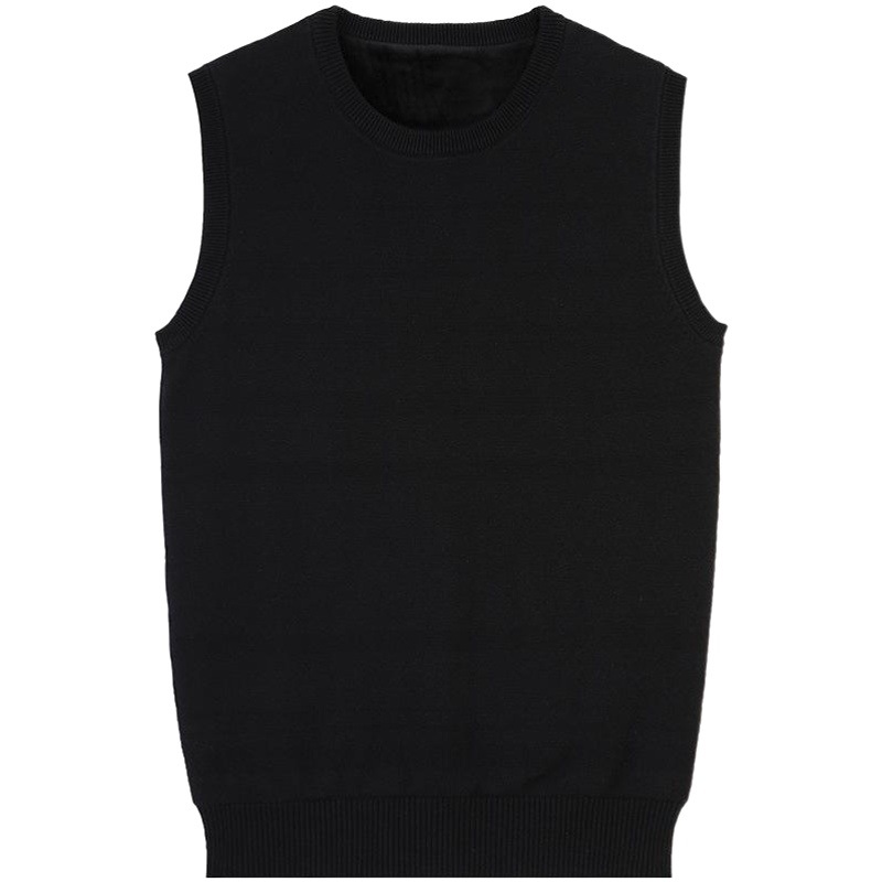 2023 autumn and winter new men's round neck plus velvet padded sweater vest sweater waistcoat solid color slim waistcoat men