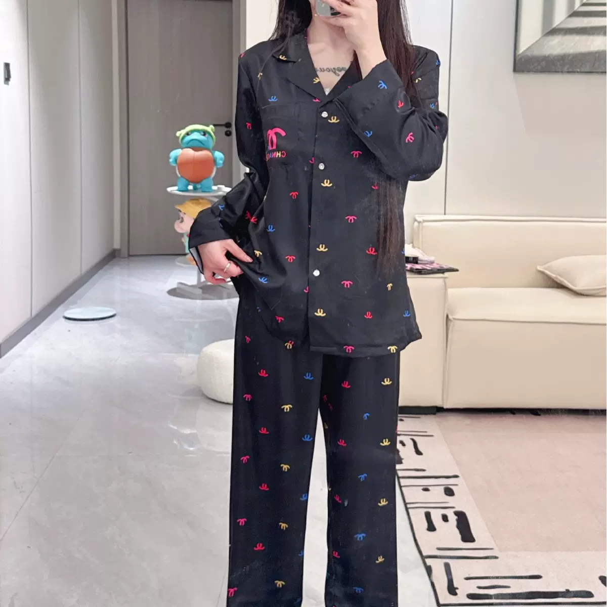 2025春秋新款轻奢高级满版小香睡衣女长袖长裤家居服两件套