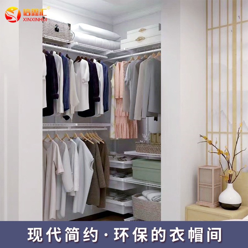 大衣柜组合整体金属衣柜卧室柜子储物柜简约现代步入式衣橱可E18