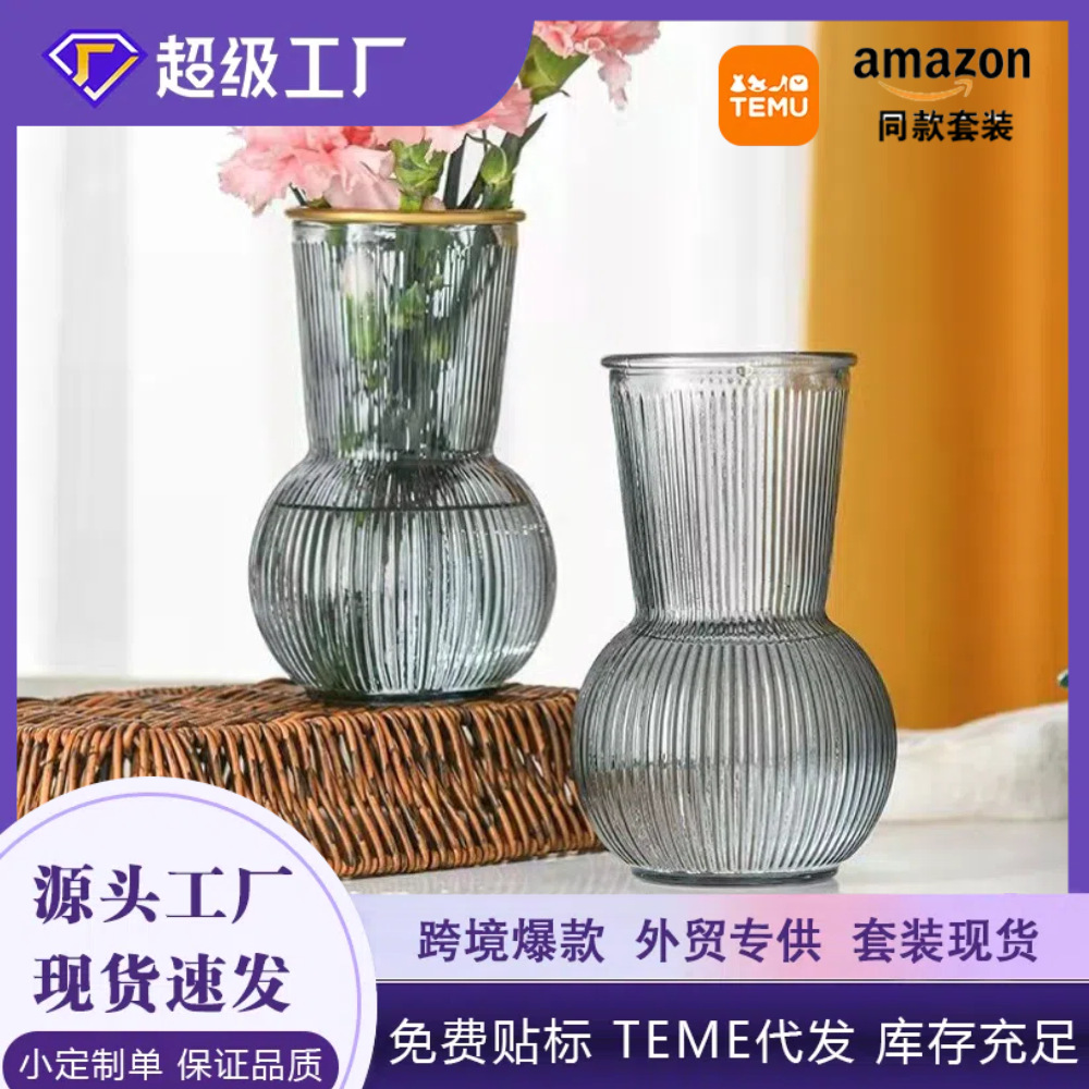 Nordic Minimalist Pudrag Glass Vase for Roses, Tulips, Dried Flowers, Hydroponics, Home and Office Creative Decor