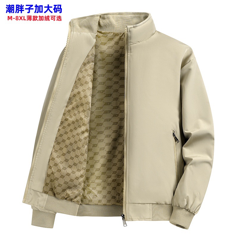 M-8XL plus fat talla grande chaqueta casual de cuello alto de nuevo estilo para hombre otoño e invierno moda salvaje chaqueta suelta fábrica