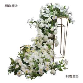 花生日宴瀑布桌花挂花条美陈橱窗挂饰花排婚礼订婚装饰花麦太保