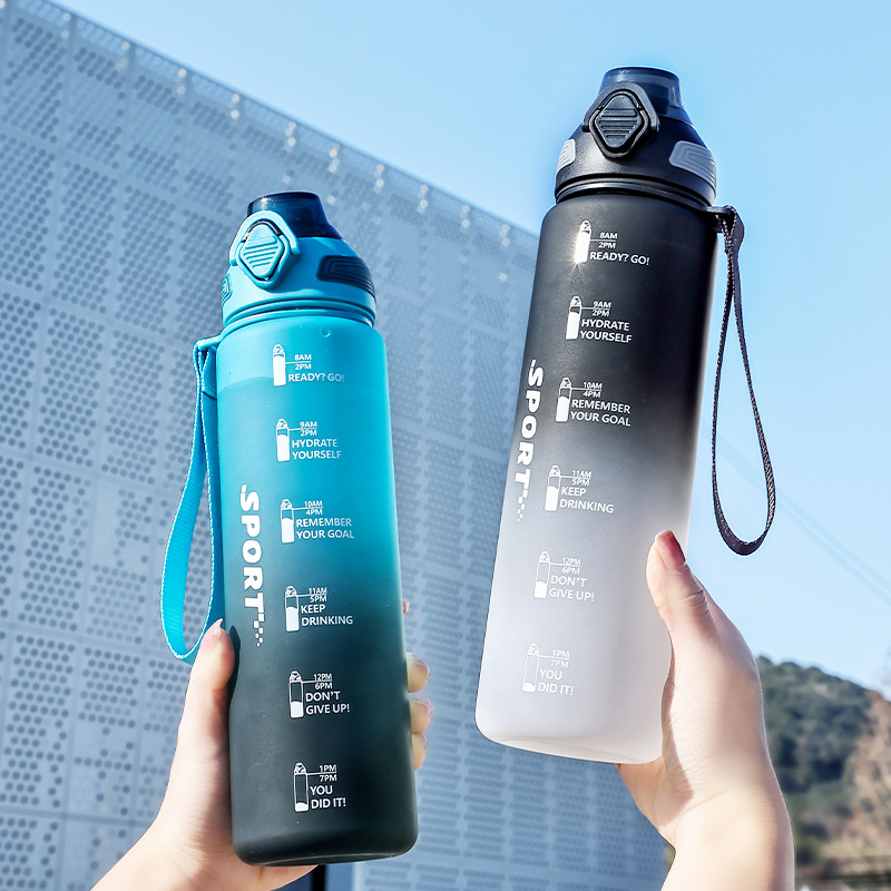Nueva taza de agua deportiva degradada, hervidor portátil con tapa elástica para exteriores, taza espacial portátil de gran capacidad y alto valor