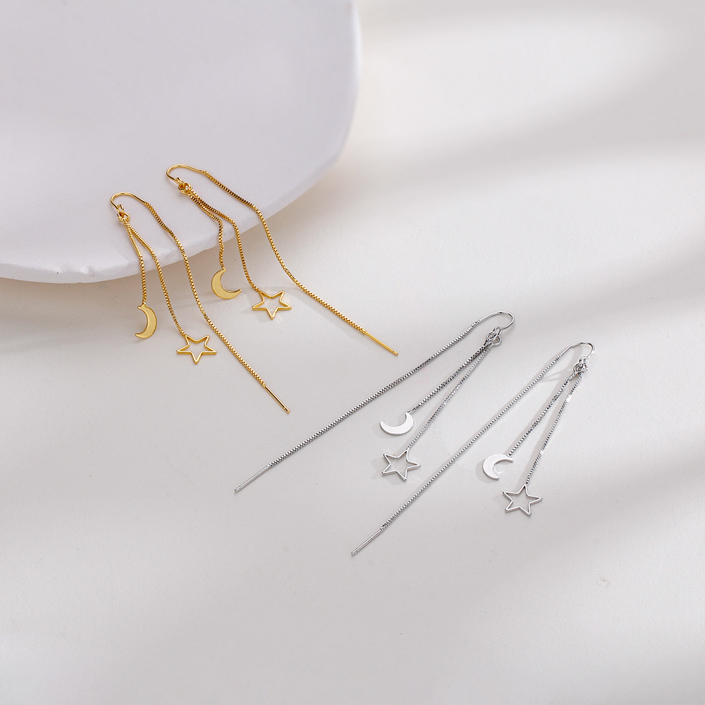 Daily Occasion Copper Material Star Pattern 1 Pair Simple Style Star Copper Patchwork Drop Earrings
