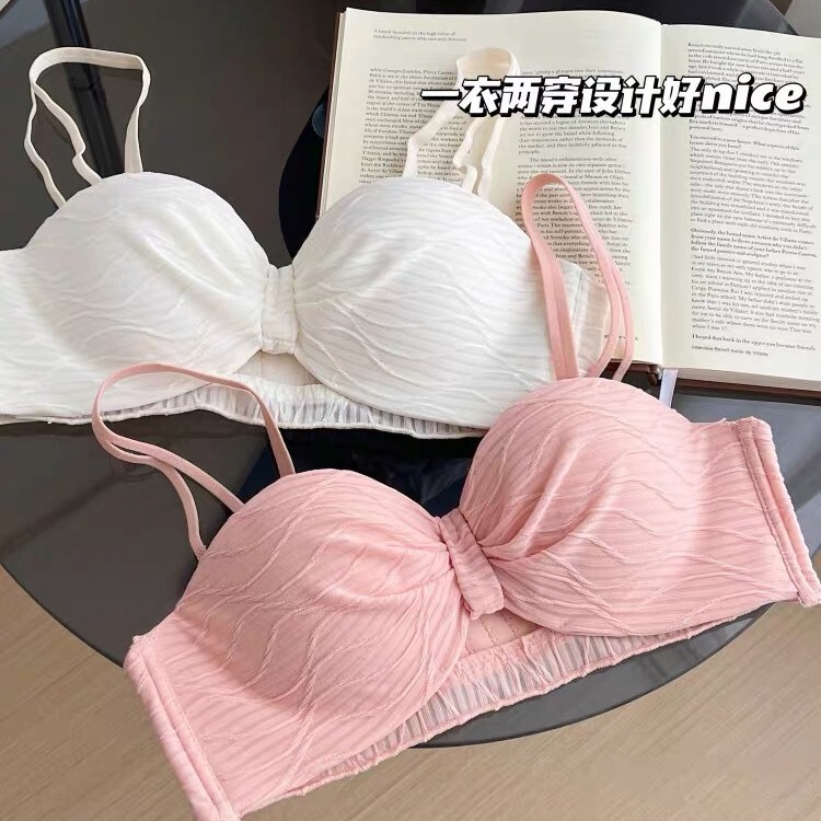 Cloud Fairy Tale Sweet Pleated Cloud Feel Cup Two-Wear Strapless Underwear Push-Up Breast Support Non-Slip Wireless Bra