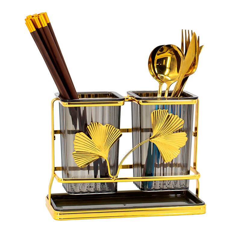 palillos barril Ginkgo biloba cocina bandeja de drenaje palillos cuchara mesa estante caja de almacenamiento estilo europeo