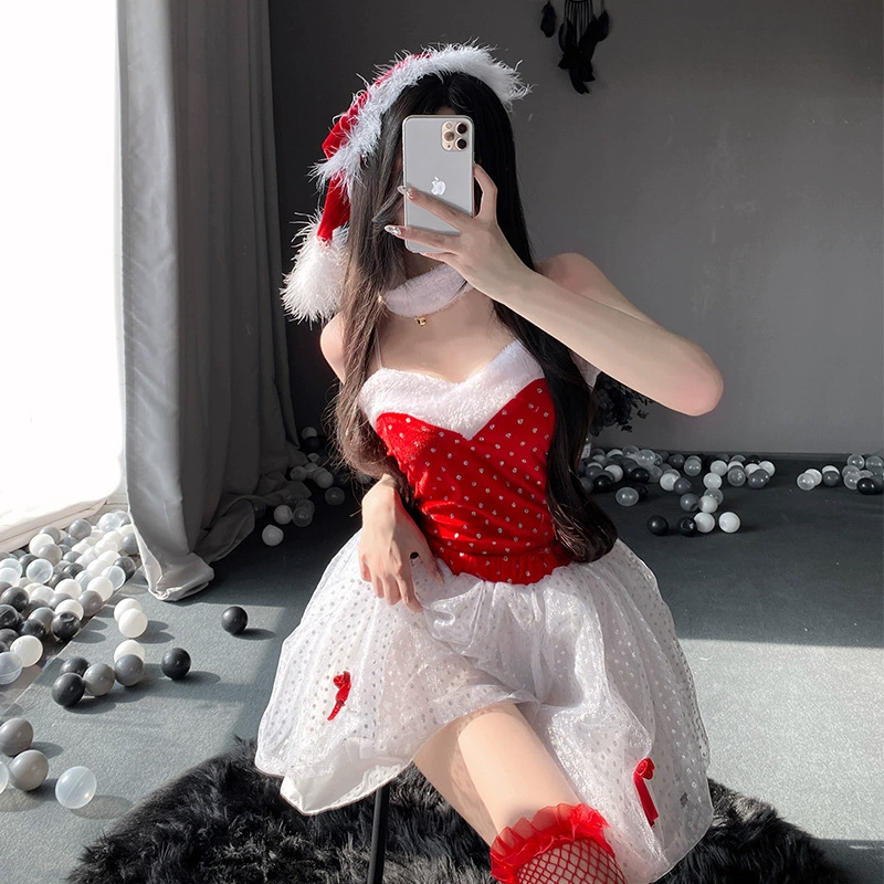Сексуальное Красное Сексуальное Рождественское Платье Хэллоуин Сценическое Платье Рождество Косплей Платье Рождественская Вечеринка Платье Рождество 108