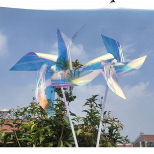 Colorful transparent four-leaf four-corner windmill real estate property courtyard decoration kindergarten shooting props toys