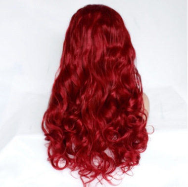 Fibra química de moda europea y americana frente encaje cubierta de cabello de rizos rojos fabricantes LW0128