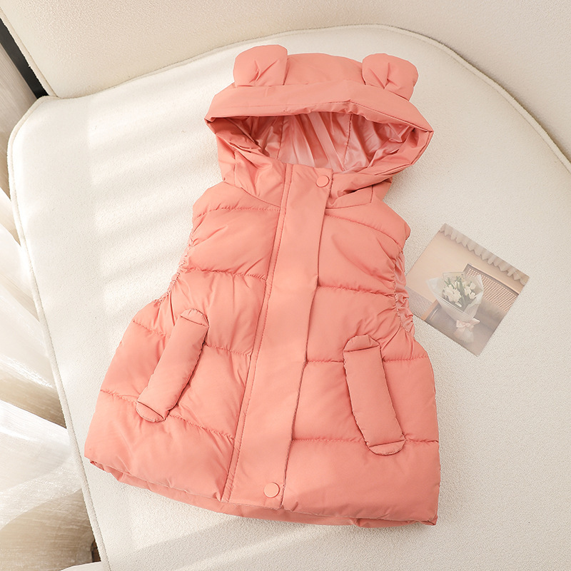 Chaleco con capucha y orejas para niños, acolchado, otoño/invierno