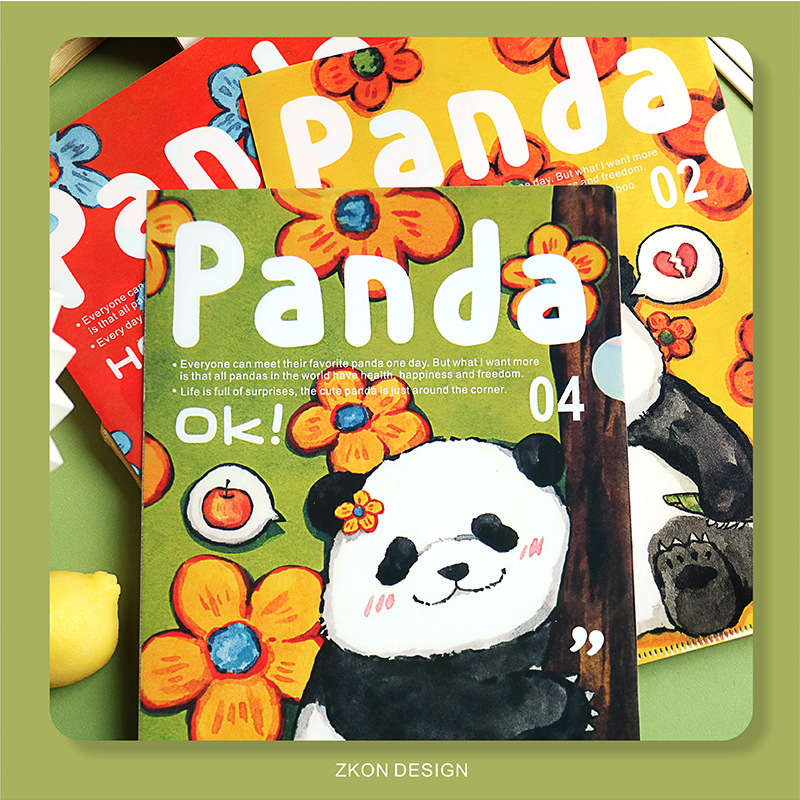 Zhikong Panda Garden series folder creative cute panda student notebook information book file storage bag