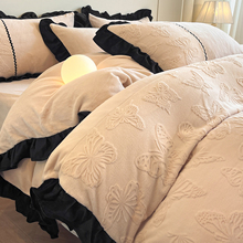 加厚保暖牛奶绒四件套冬季珊瑚绒床笠款三件套冬季加绒床上用品