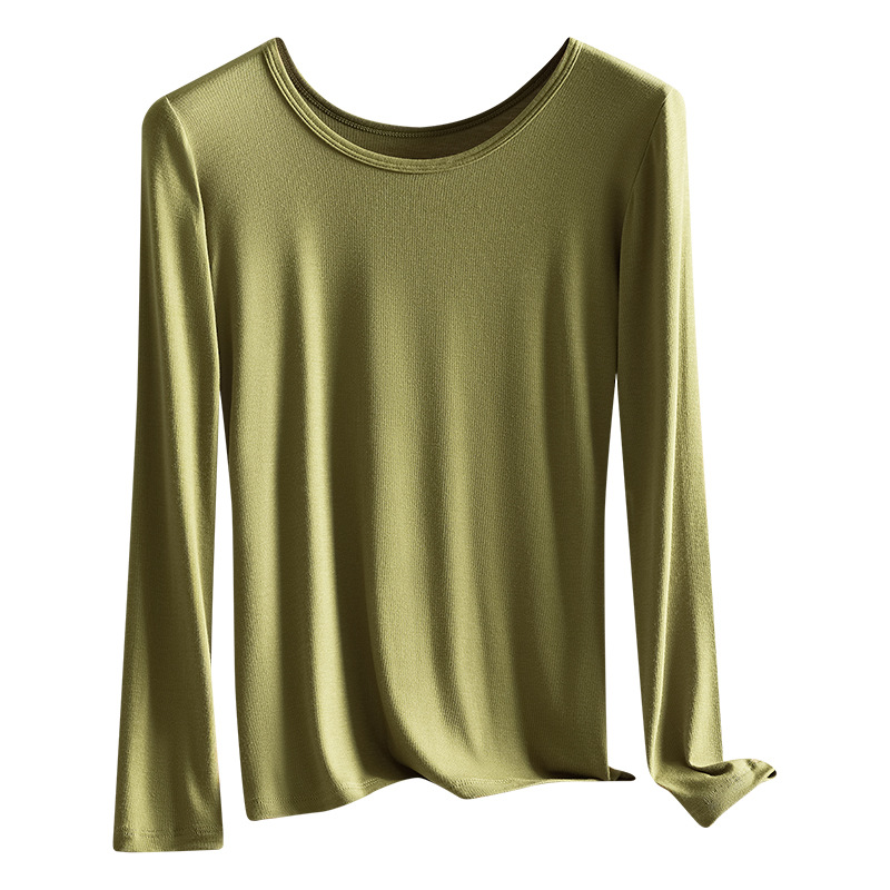Otoño e invierno nuevo estilo modal ropa de otoño para mujer de manga larga interior y exterior ropa interior de fondo delgado cuello redondo ropa interior térmica camisa de fondo