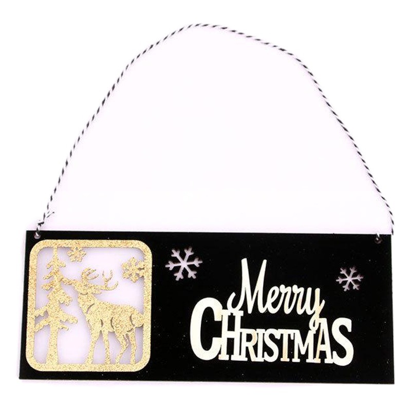 2020 nuevo oro negro Navidad madera tridimensional carta tarjeta Hotel centro comercial puerta colgando tarjeta de bienvenida láser hueco