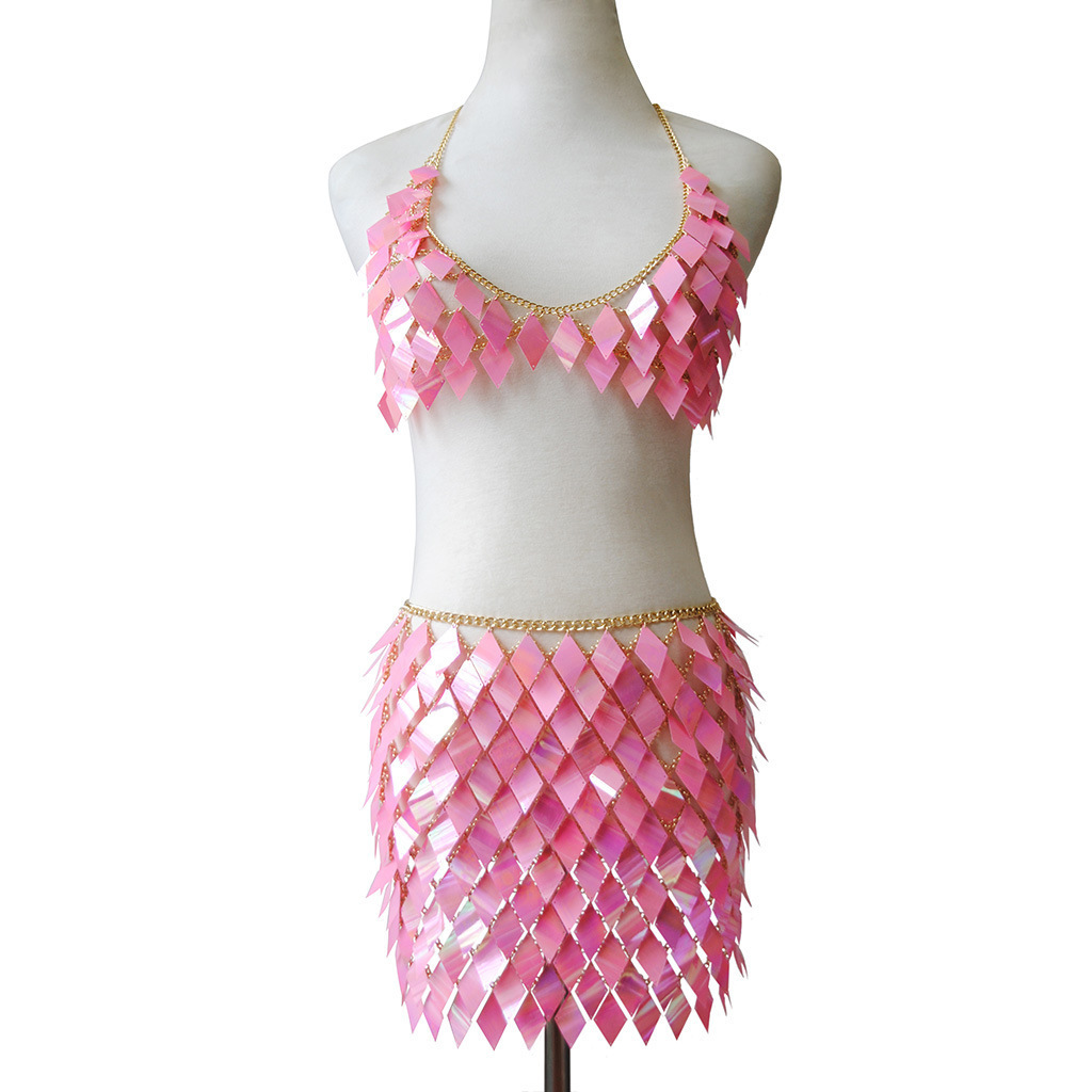 Joyería transfronteriza europea y americana de verano brillante Aleación de múltiples capas falda de lentejuelas collar de cadena de cintura accesorios sexy traje Cadena de cuerpo