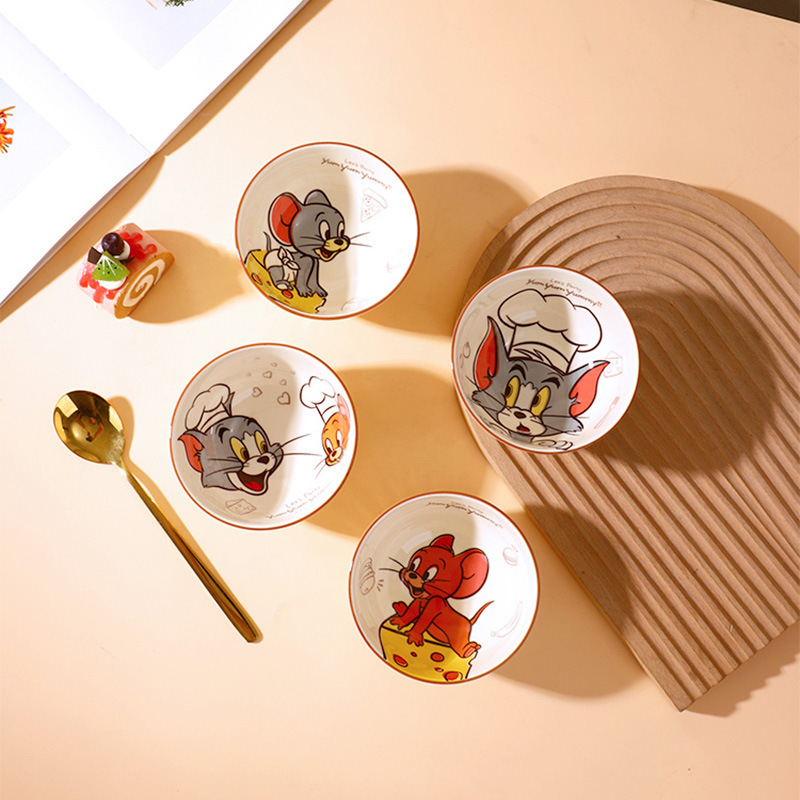 トムとジェリー 子供用丼 こどもの日 家庭用陶器丼 個人専用丼 小鉢4個セット|undefined