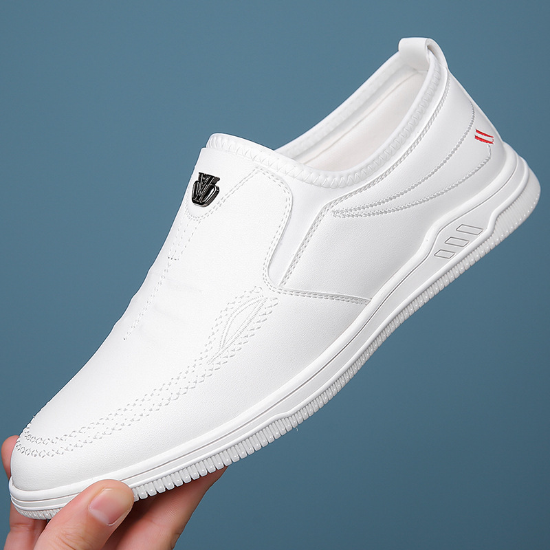 2024 primavera y otoño nuevo estilo zapatos de cuero casuales diarios para hombres zapatos de cuero perezosos zapatos blancos zapatos papá zapatos individuales 2259