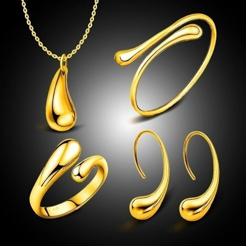 Classic Love Wedding Jewelry suit Women Drops Earrings Necklace Bracelet Ring 4 Piece Set Women suit