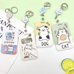 ins cartoon card holder cute card holder plastic slide telescopic buckle lanyard hanging tag student meal card holder bus card holder